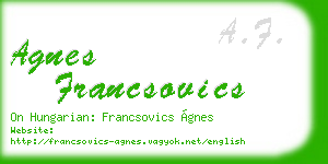 agnes francsovics business card