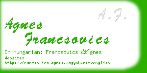 agnes francsovics business card